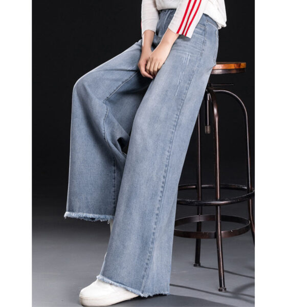 Raw Hem Wide Legs Jeans For Women Baggy Straight Trousers - Image 2