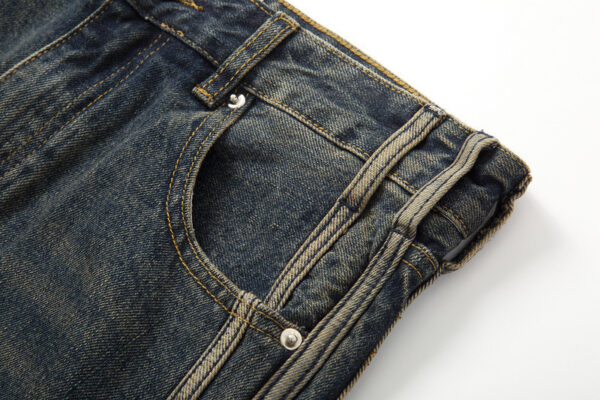 Flared Zipper Vintage Striped Jeans - Image 4