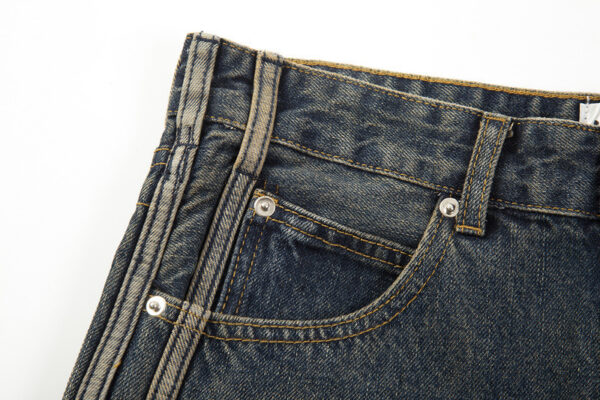 Flared Zipper Vintage Striped Jeans - Image 2