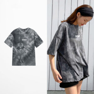 Loose Couple Oversize Gradient Tie-dye Half Sleeve T-shirt