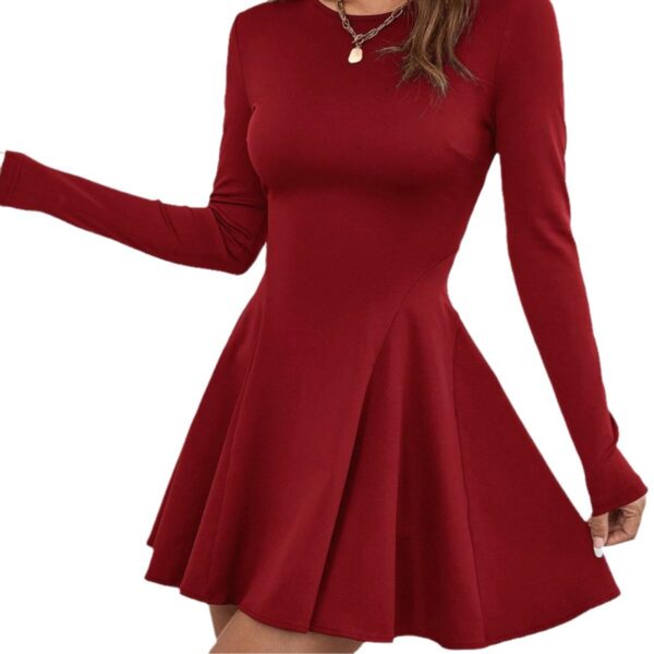 European And American Simple Pure Desire Red Dress - Image 6