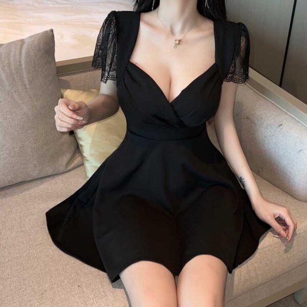 Short Sleeve Waist-controlled Large Swing A- Line Dress Women - Image 2