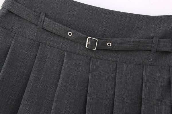 Low Waist Mini Plaid Casual Wide Pleated Culottes Skirt - Image 8