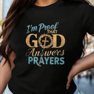 Women's Comfit T-Shirt - Inspirational God Answers Prayers Graphic Tee For Faithful Ladies