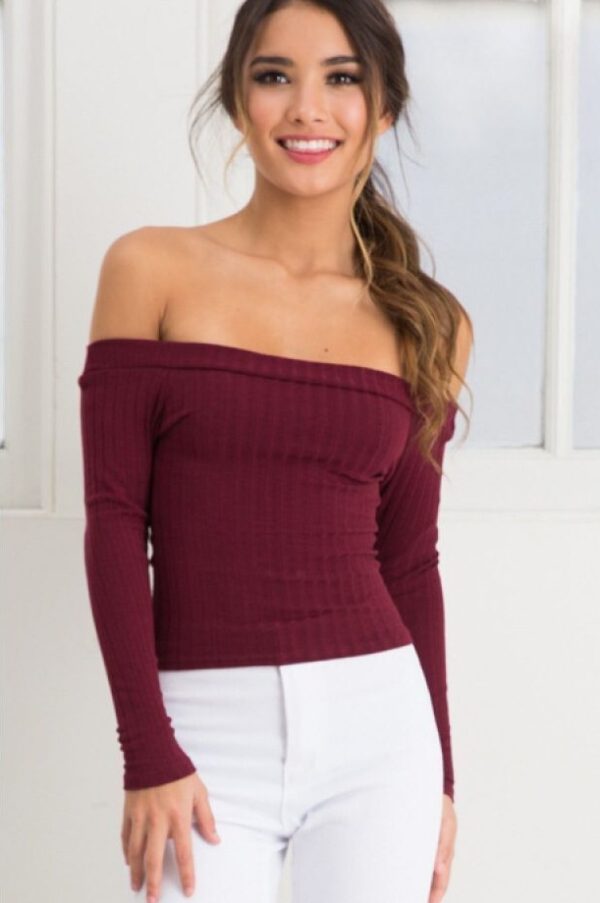 Women Off Shoulder Crop Top - Image 4