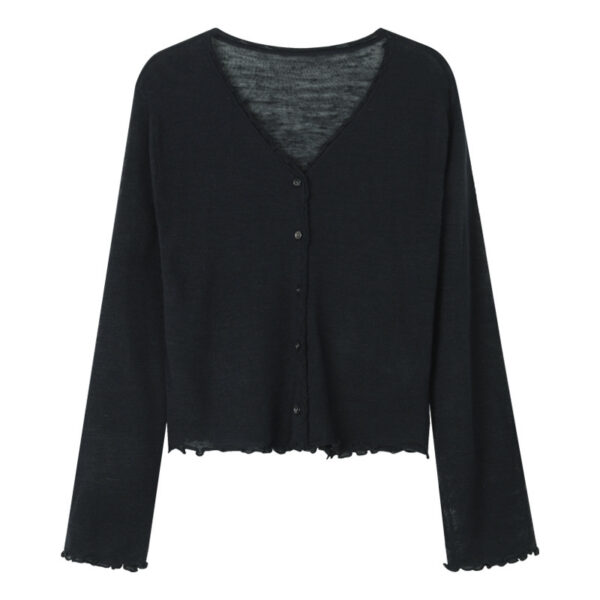 Tree Fungus-like Lacework Knitted Button Cardigan - Image 4
