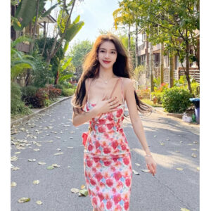 Women's Floral Sling Sling Neck Top Skirt