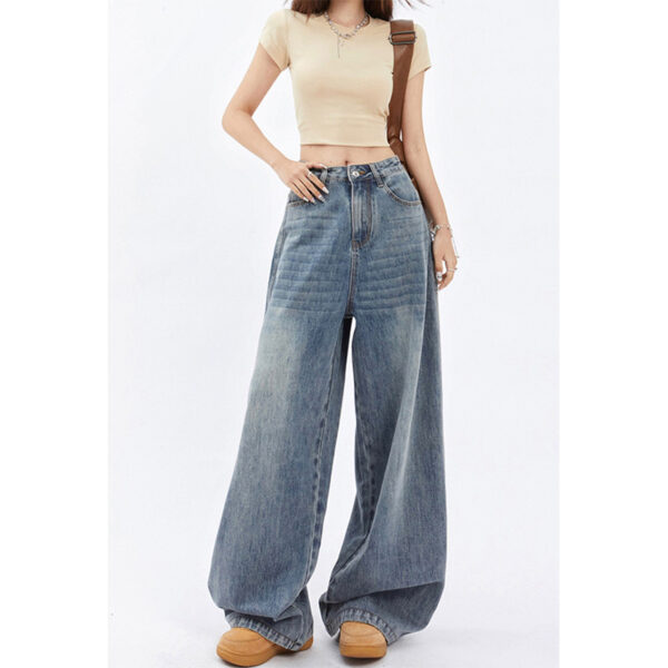 Women's High Waist Wide Leg Jeans Baggy Straight Trousers - Image 3