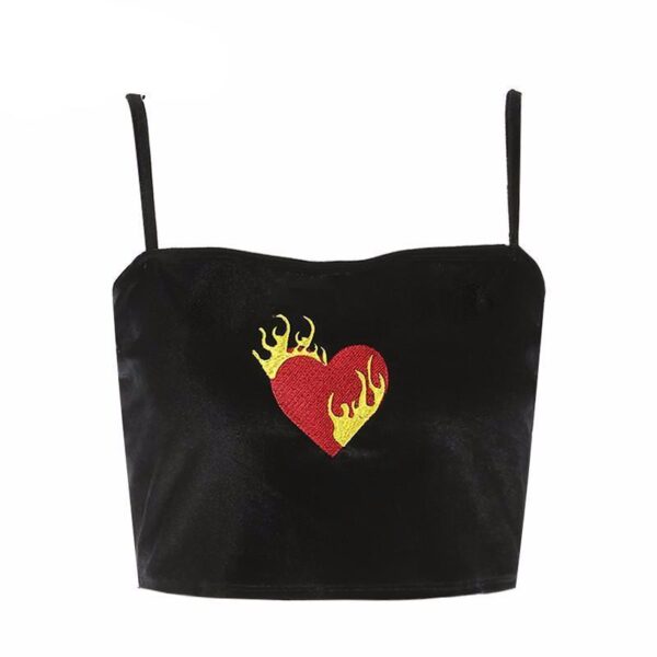 FLAMING HEART VELVET CROP TOP