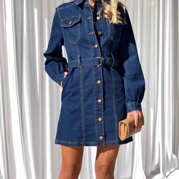 Fashion Casual Button Denim Dress Women - Image 9