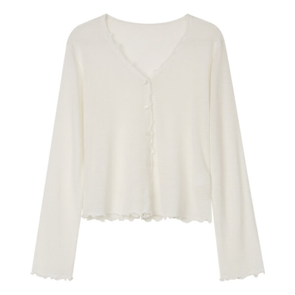 Tree Fungus-like Lacework Knitted Button Cardigan - Image 8