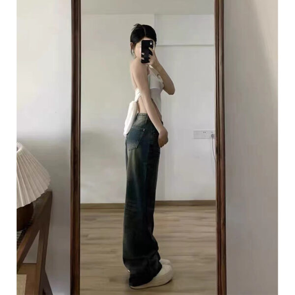 Plus Size Vintage Jeans Women's High Waist Baggy Straight Trousers - Image 7