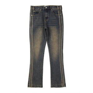 Flared Zipper Vintage Striped Jeans