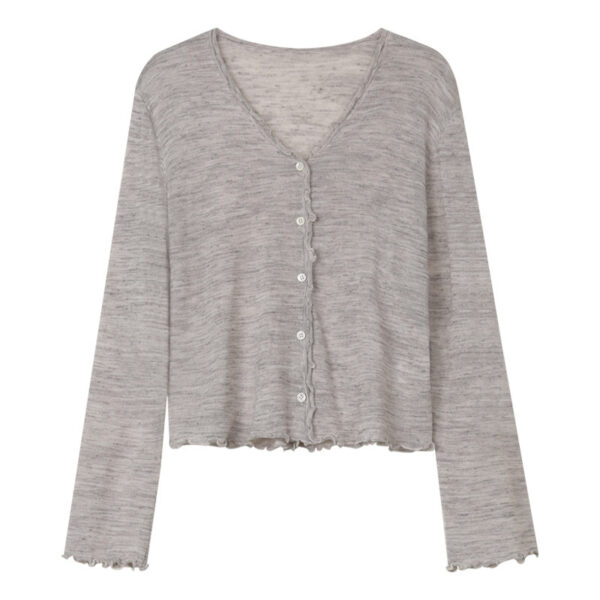Tree Fungus-like Lacework Knitted Button Cardigan - Image 2