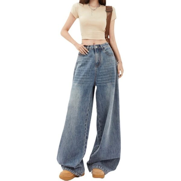 Women's High Waist Wide Leg Jeans Baggy Straight Trousers - Image 4