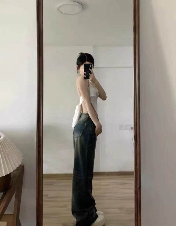 Plus Size Vintage Jeans Women's High Waist Baggy Straight Trousers - Image 6