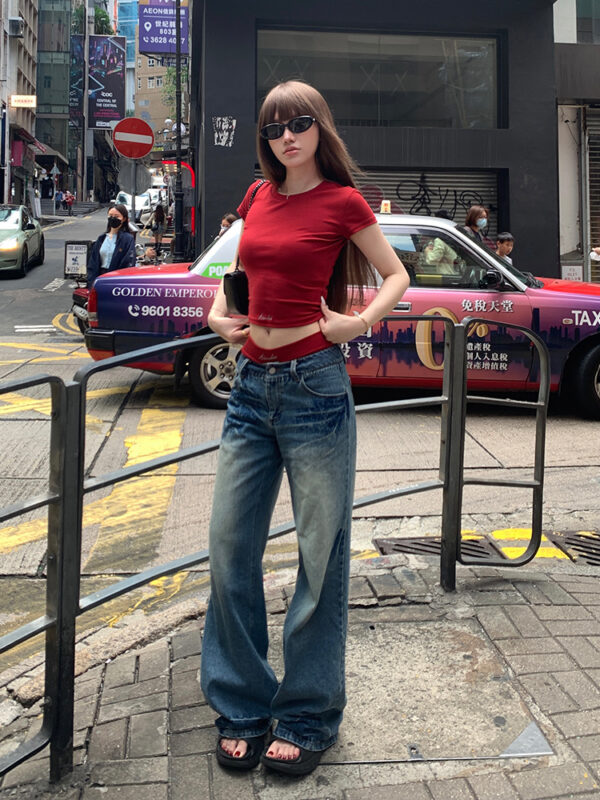 Slim-fit Shoulder Short-sleeved T-shirt Hot Girl Suit - Image 10