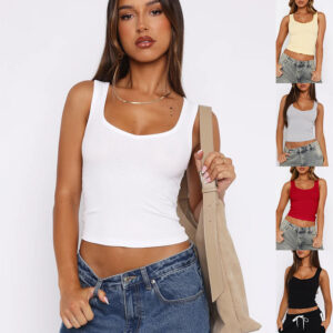 Summer Y2g Solid Color Sexy Hot Girl Style Thread High Elastic Vest For Women