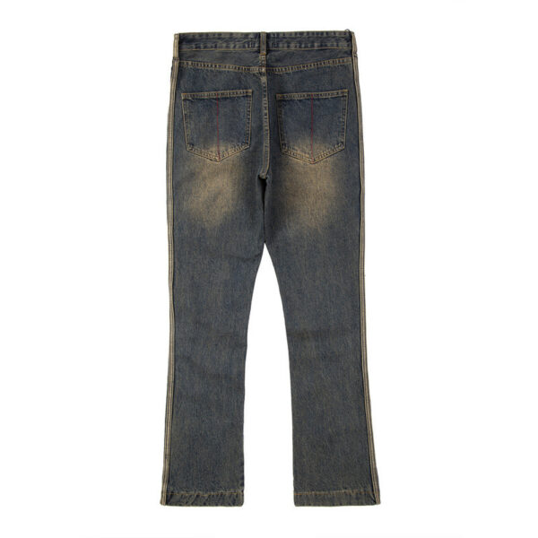 Flared Zipper Vintage Striped Jeans - Image 5