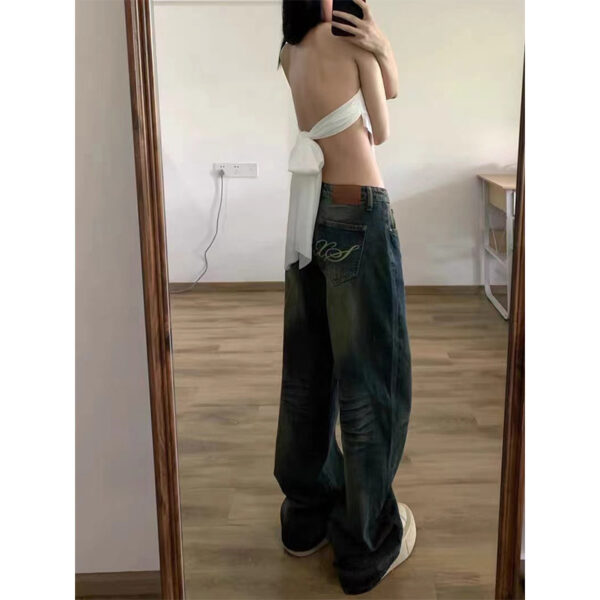 Plus Size Vintage Jeans Women's High Waist Baggy Straight Trousers - Image 8
