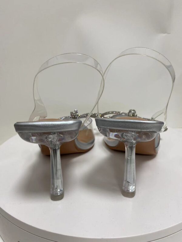 White Crystal Transparent Glitter High-heeled Mules - Image 4