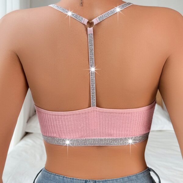 Stitching Halter Silver Ribbon Vest - Image 6