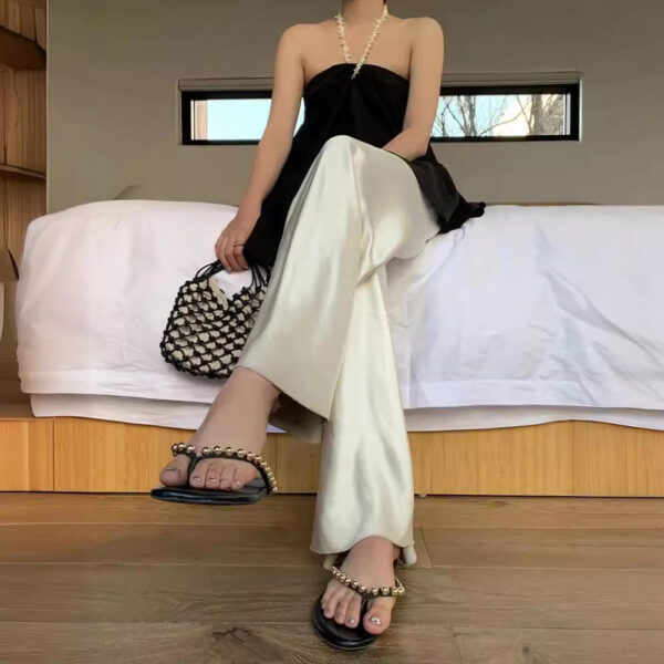 Korean Style Simple Satin Wide-leg Straight Pants - Image 2