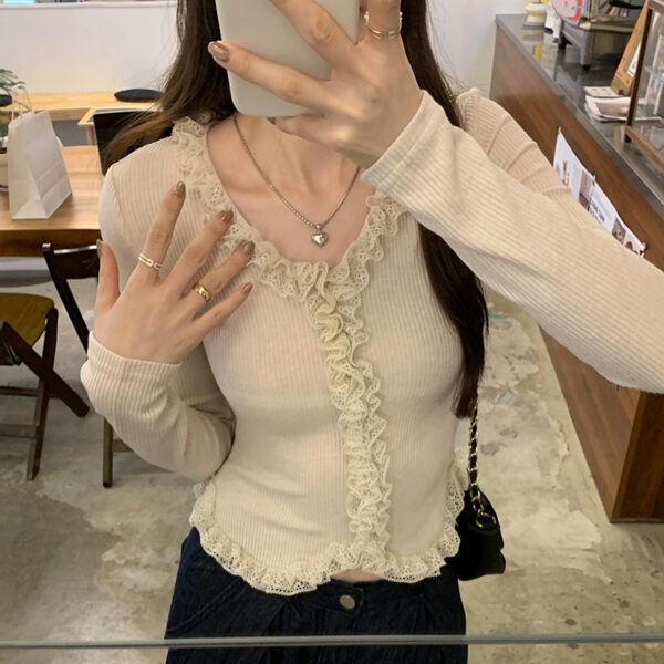 Lace Slim Women Long-t-shirt - Image 2