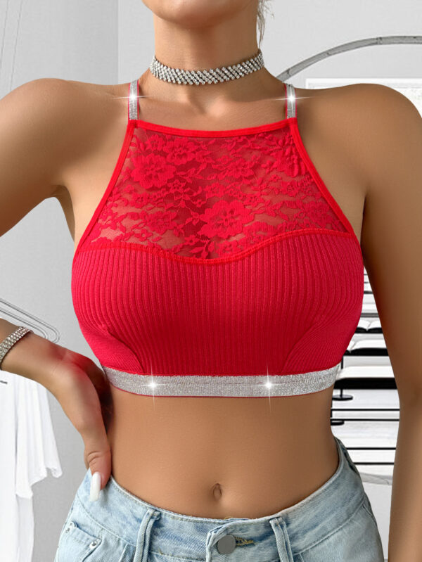 Stitching Halter Silver Ribbon Vest - Image 3