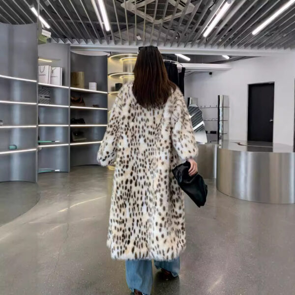 Korean Weaving Lapel Ruffled Fur Trench Coat - Image 4
