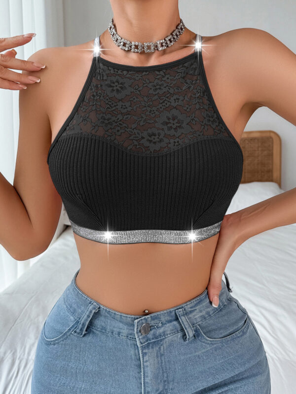 Stitching Halter Silver Ribbon Vest - Image 5