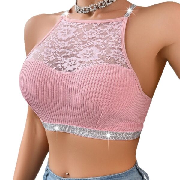 Stitching Halter Silver Ribbon Vest - Image 4
