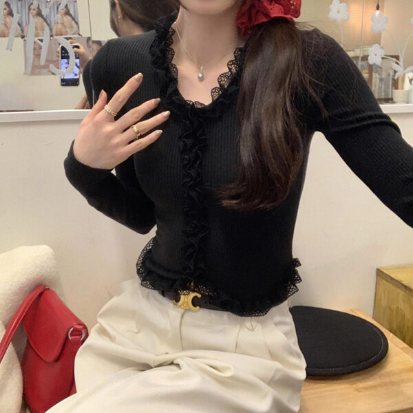 Lace Slim Women Long-t-shirt - Image 4