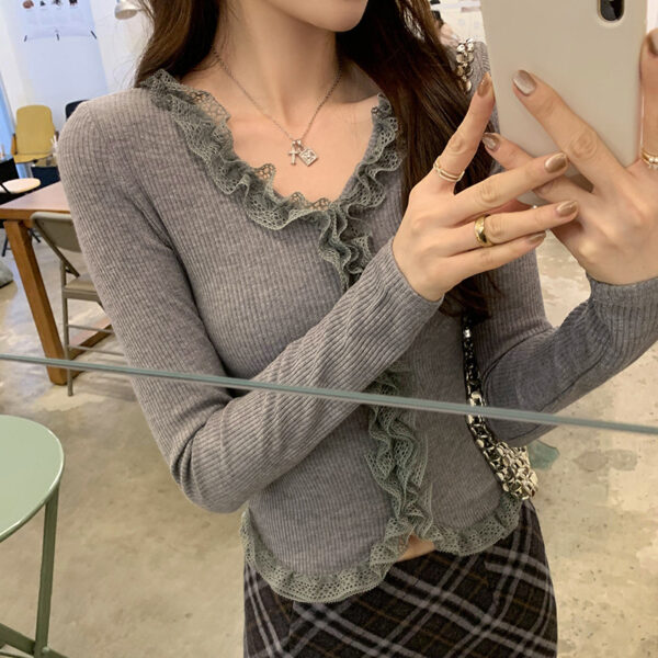Lace Slim Women Long-t-shirt - Image 3