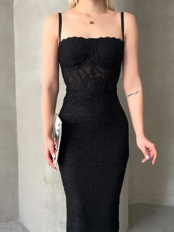 Lace Suspender Midi Dress - Image 5