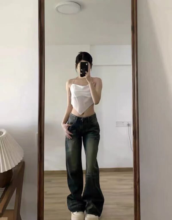 Plus Size Vintage Jeans Women's High Waist Baggy Straight Trousers - Image 10