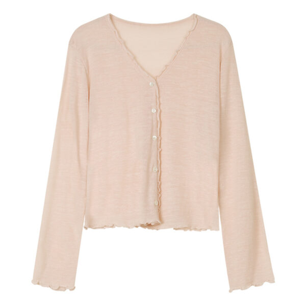 Tree Fungus-like Lacework Knitted Button Cardigan - Image 9