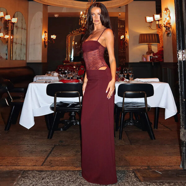 Y2K Lace Suspender Dress Fashion Sexy Lace Long Dresses Party Evening Club Beach Clothing For Women - Image 3