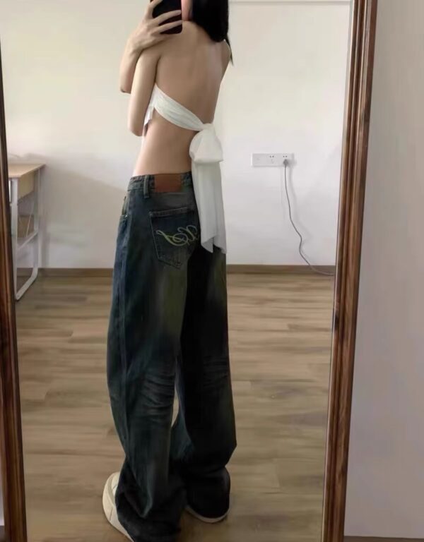 Plus Size Vintage Jeans Women's High Waist Baggy Straight Trousers - Image 9