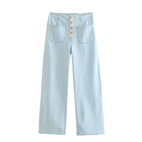 European Style High-waisted Baggy Wide-leg Capri Jeans - Image 7