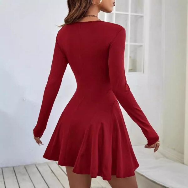 European And American Simple Pure Desire Red Dress - Image 3