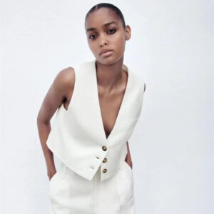 Women's Fashion Simple Solid Color Short V-Neck Tank Top