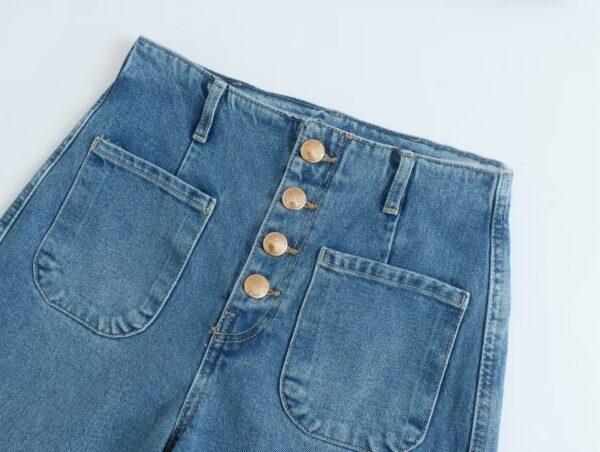 European Style High-waisted Baggy Wide-leg Capri Jeans - Image 6