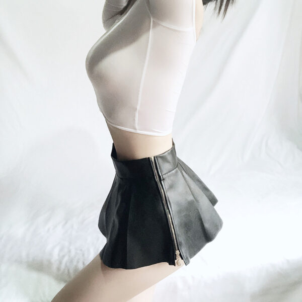 Ultra-short Mini Pleated Skirt Pu Skirt  Lingerie Queen - Image 3