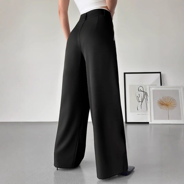 Women's Fashionable Casual Contrasting High Waisted Loose Wide Leg Pants - Image 5