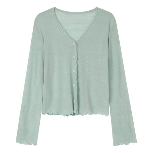 Tree Fungus-like Lacework Knitted Button Cardigan - Image 5