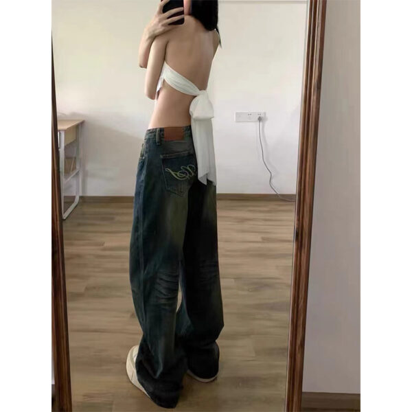 Plus Size Vintage Jeans Women's High Waist Baggy Straight Trousers - Image 2