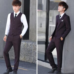 Men'S Three-Piece Korean Style Self-Cultivation Groomsmen Suits Men'S Suits