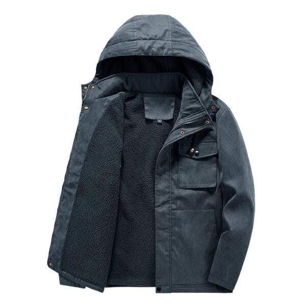 Thick Detachable Hat Lambswool Jacket - Image 8