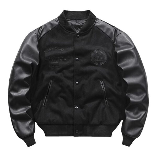 American Retro Woolen Coat Stitching Embroidered Flight Jacket - Image 2